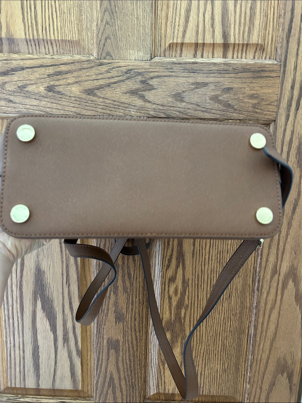 NWOT Michael Kors Brown Saffiano Backpack with Gold Logo image 4